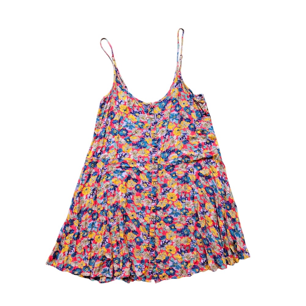 Kimchi Blue Urban Outfitters Floral Button Front Mini Dress Red Multi Large
